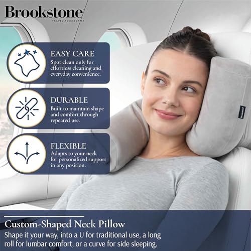 Brookstone Free Form Travel Pillow Lightweight Flexible Memory Foam Pillow - color: Grey