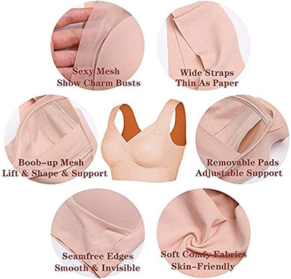 WOWENY Womens Wirefree Seamless Bras Everyday Lounge Bra Sleeping Full Coverage Pullover Bra - color: Beige-1, size: Small