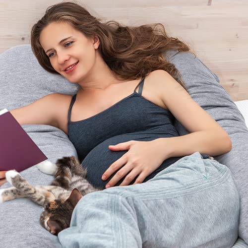 Momcozy Soft Knit Pregnancy Pillow Cover, U Shaped Maternity Pillowcase - color: U Shape-soft Knit-grey