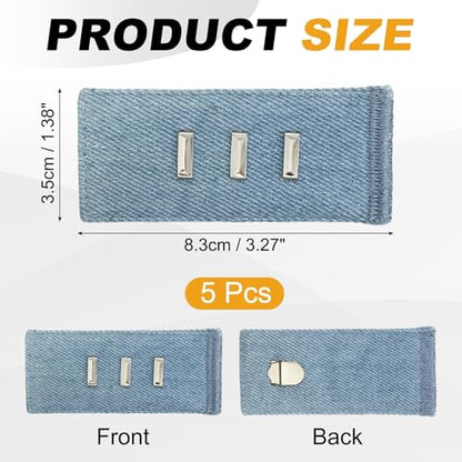 MECCANIXITY 5pcs Denim Light Blue Pants Waist Button Extenders 3.3" - color: Denim Light Blue, size: 3.3"