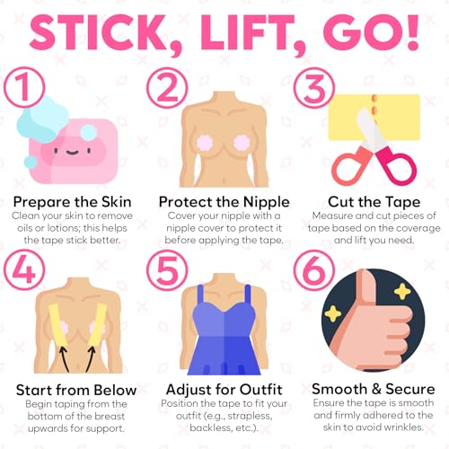 Boob Tape Premium, 5cm Wide, Breast Lift, Silicone Nipple Covers