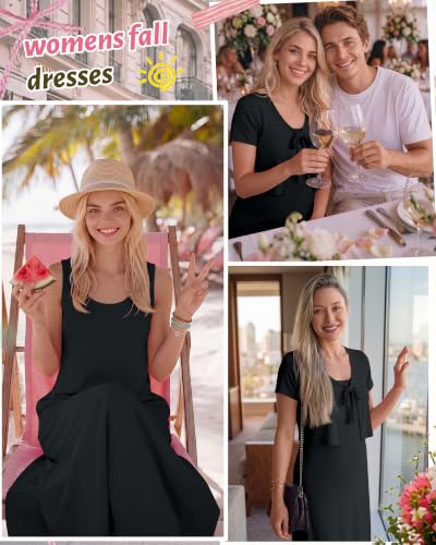 2 Piece Dress Sets for Women Fall Casual Dresses - color: Black, size: Large