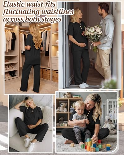 Women Maternity Lounge Set - color: Black, size: XX-Large