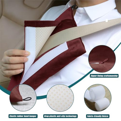 Post Surgery SeatBelt Pillow for Pregnancy Mastectomy Hysterectomy Recovery - color: Wine