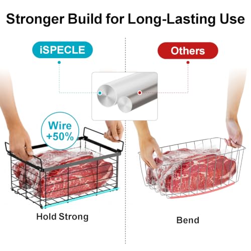 iSPECLE Freezer Organizer Bins - Wire Baskets for Frozen Food, 3 Pack White - color: Large White-3 Pcs