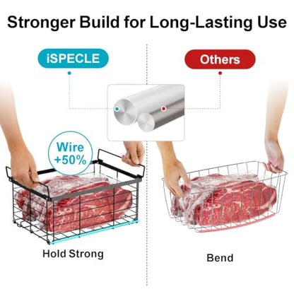 iSPECLE Freezer Organizer Bins - Wire Baskets for Frozen Food, 3 Pack White - color: Large White-3 Pcs