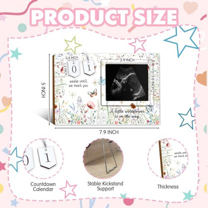 Wildflower Sonogram Picture Frame,Ultrasound Photo Frame Baby Countdown - size: wildflower
