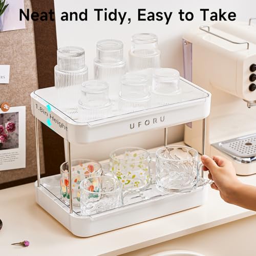 UFORU Countertop Coffee Station Organizer,Cup Rack,Mug & Wine Glass Holder - color: White