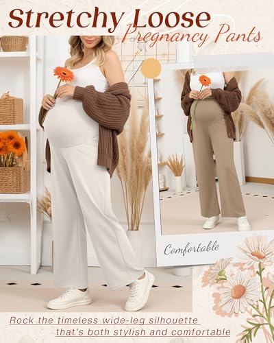 3 Pack Women's Maternity Lounge Pants Soft Sweatpants - color: Cream, Khaki, Haze Blue, size: Small