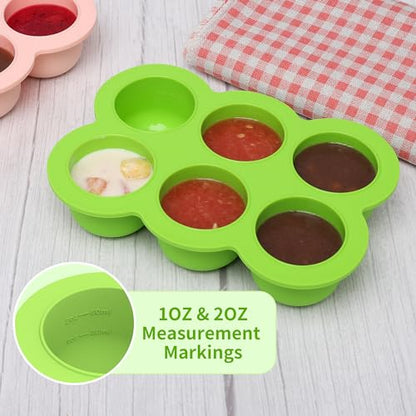 Silicone Freezer Tray with Clip-on Lid, 3oz x 6 Pods (Bright Green) - color: Bright Green (6 x 3 OZ)