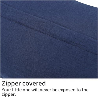 Onacosht Muslin Nursing Pillow Cover, 100% Cotton, Navy Blue - color: Navy Blue