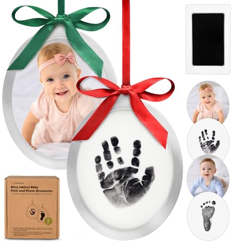Inkless Baby Hand and Footprint Kit, Two-Sides Ornament (Oval/Silver) - color: Oval/Silver