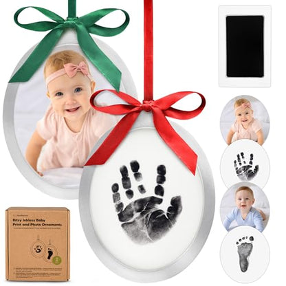 Inkless Baby Hand and Footprint Kit, Two-Sides Ornament (Oval/Silver) - color: Oval/Silver