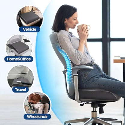 SweetSlubr Seat Cushion, Chair Pad, Memory Foam Tailbone Pain Relief - color: Gray, size: 2X-Large