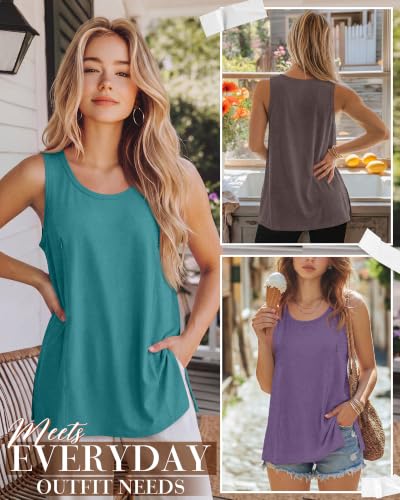 Huukeay 3 Pack Women's Oversized Nursing Tank Tops - color: Peacock Blue, Purple, Taupe, size: Medium