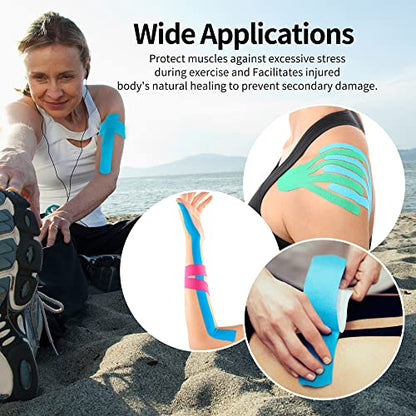 Physio Kinesiology Tape 2 Rolls Blue Uncut for Pain Relief & Recovery - color: Blue