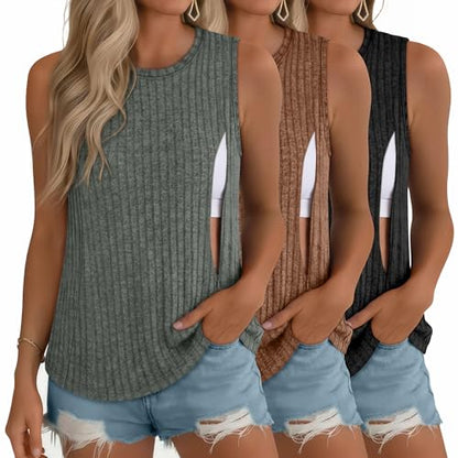 3 Pack Women's Nursing Tank Tops - color: Army Green, Coffee, Black, size: X-Large