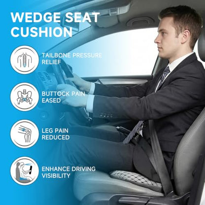 Livtribe Car Seat Cushion Memory Foam Wedge Seat Cushions for Driving - color: Gray