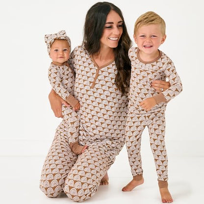 Little Sleepies Womens Pajamas, Short Sleeve, Soft Viscose from Bamboo PJs - color: Rainbows (Rust), size: Small