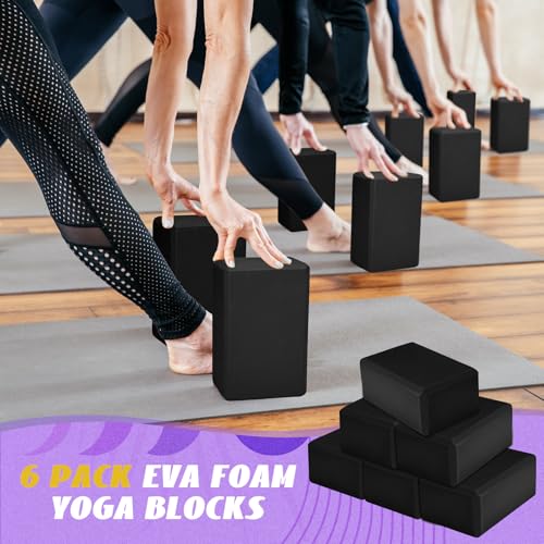 Wettarn 6 Pack EVA Yoga Blocks Bulk, Non Slip Pilates Brick - color: Black