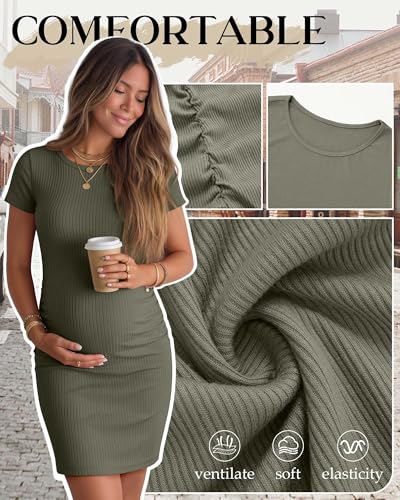 3 Pack Women's Cotton Maternity Dresses - color: Army Green, Coffee, Black, size: XX-Large