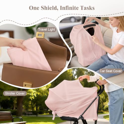 Basumee Nursing Cover for Breastfeeding Breathable Mesh 360 Full Privacy - color: Soft Pink, size: 1 Pack