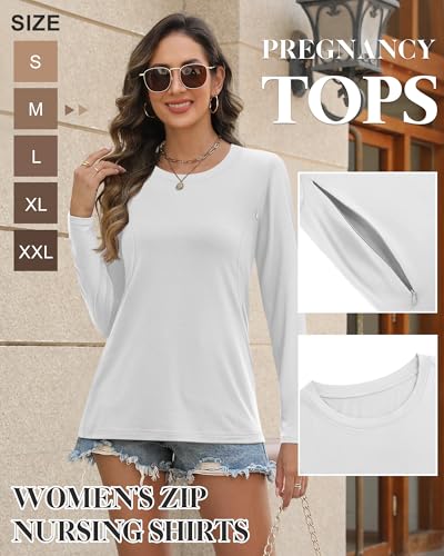 Women's Cotton Modal Maternity Nursing Tops - color: White, size: Large