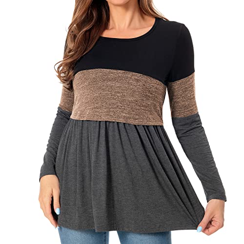 Bearsland Women’s Scoop Neck Nursing Top - color: Brown, size: Medium