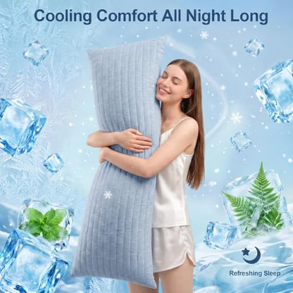 Swift Home Cooling Body Pillow, 20x54 Inch, Cool-to-Touch Reversible, Blue - color: Blue