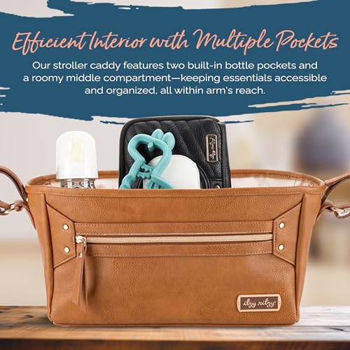Itzy Ritzy Adjustable Stroller Caddy & Organizer Bag, Easy Attach (Cognac) - color: Cognac