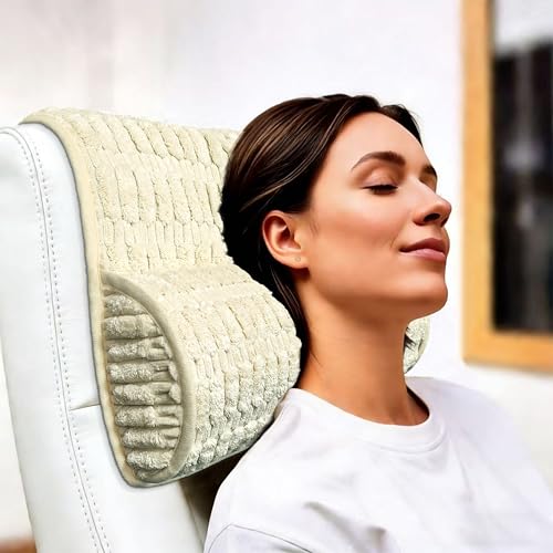 Memory Foam Recliner Neck Pillow. - color: Cream, size: 17"W x 2.7"D