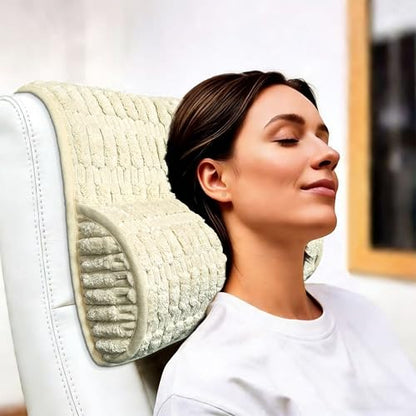 Memory Foam Recliner Neck Pillow. - color: Cream, size: 17"W x 2.7"D