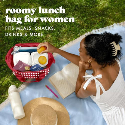 Fit & Fresh Remi Neoprene Lunch Bag for Women w/Ice Pack & Containers - color: Red Gingham, size: One Size