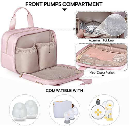 Fasrom Wearable Breast Pump Bag with Cooler Compartment and Ice Pack Bundle with Breast Pump Caddy Organizer Bag with Breastmilk Cooler