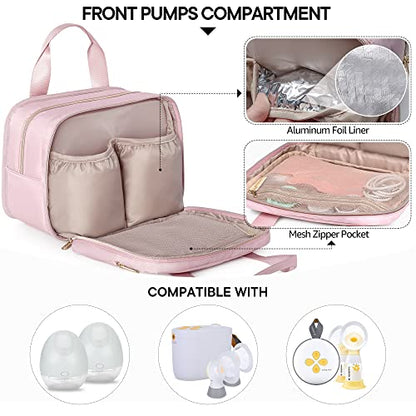 Fasrom Wearable Breast Pump Bag with Cooler Compartment and Ice Pack Bundle with Breast Pump Caddy Organizer Bag with Breastmilk Cooler