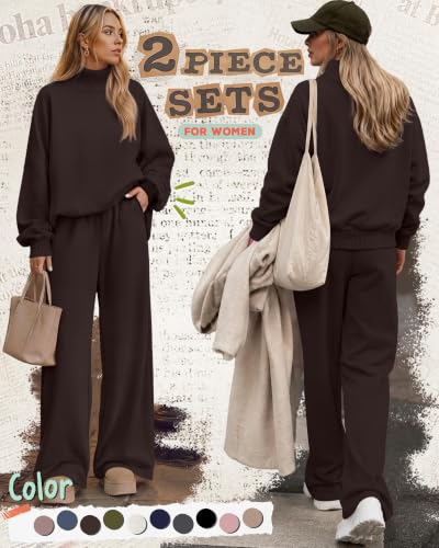 Neer Women's 2 Piece Set Sweatsuits Lounge Outfits Set - color: Brown, size: XX-Large