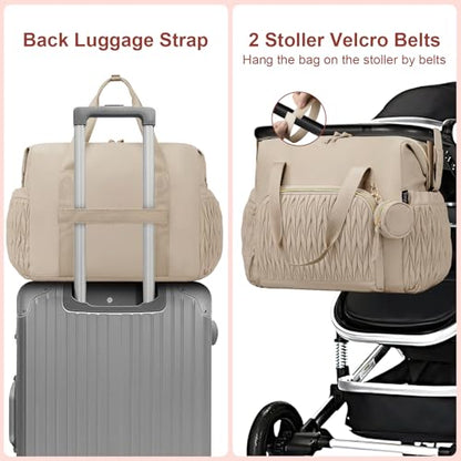 Diaper Tote Bag for Baby 6PCS, Large Mom Hospital Bags with Changing Pad - color: Grey