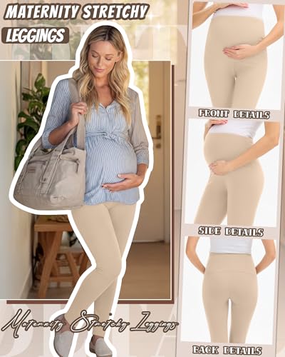3 Pack Women's Maternity Pants Home Lounge Pajamas - color: Black, Coffee, Apricot, size: Large