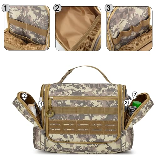 Tactical Toiletry Bag for Men, Large Hanging Dopp Kit Hygiene Bag - color: Desert Yellow