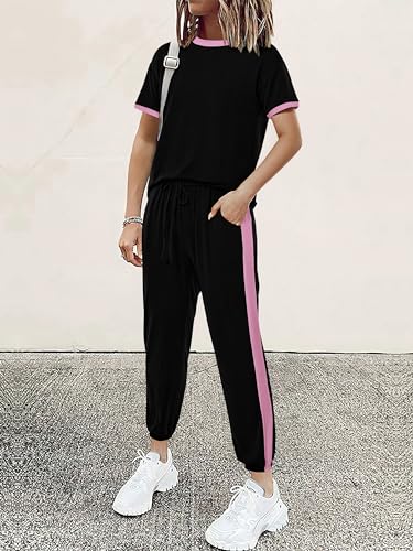 MASCOMODA Womens 2 Piece Outfits Summer Matching Lounge Sets Jogger Set - color: Black02, size: Medium