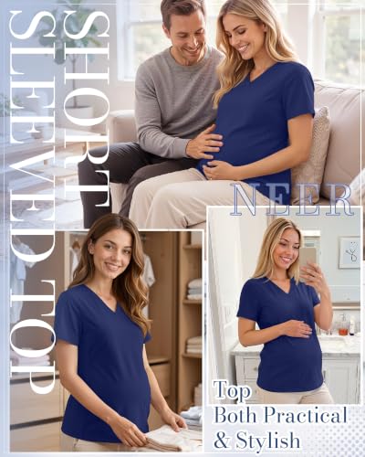 Neer Women's Maternity Scrub Top - color: Navy Blue, size: X-Large