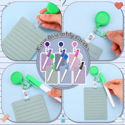 Lincia 6 Sets Nurse Badge Notepad with Marker, Retractable Dry Erase Board - color: Multicolor, style: Lined
