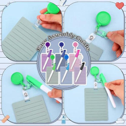 Lincia 6 Sets Nurse Badge Notepad with Marker, Retractable Dry Erase Board - color: Multicolor, style: Lined