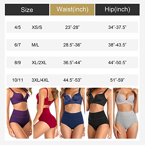 UMMISS Womens Underwear Cotton High Waisted Tummy Control Panties Plus Size Full Coverage Ladies Briefs - color: A-multi-5 Pack, size: 3X-Large-4X-Large
