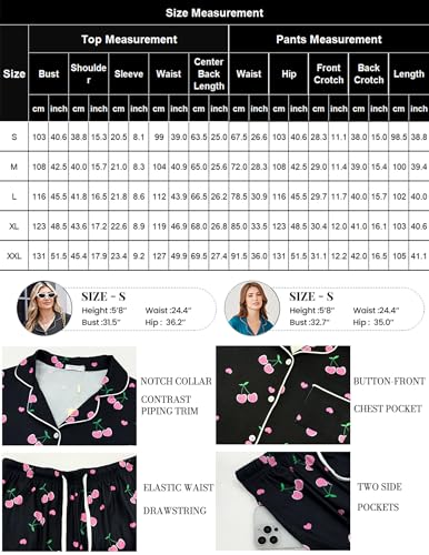 Ekouaer Women Pajama Set Short Sleeve Button Down Pjs with Jogger Pants - color: Blue Zebra, size: Small
