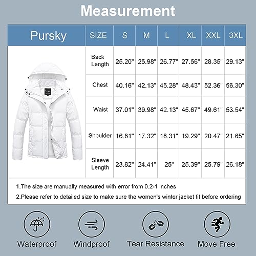 Pursky Women's Warm Winter Thicken Coat Waterproof Cropped Jackets Parka With Removable Hood - color: Beige, size: Small