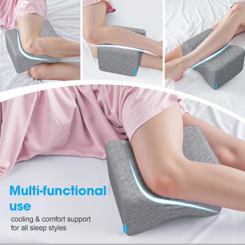 Knee Pillow for Side Sleepers, Leg Pillow with Cooling Gel, Grey/Large - color: Dark Grey, size: Large