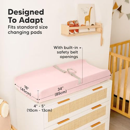2-Pack Baby Changing Pad Cover for Girl, Boy, 34x18 (Mist Rose) - color: Mist Rose, size: Viscose derived from Bamboo