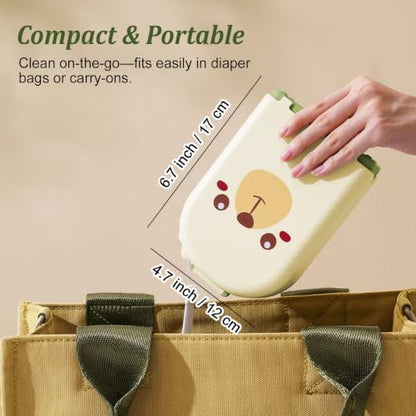 Travel Baby Bottle Cleaner Kit, 6-in-1 Brush Set for Bottles & Pumps - color: Green
