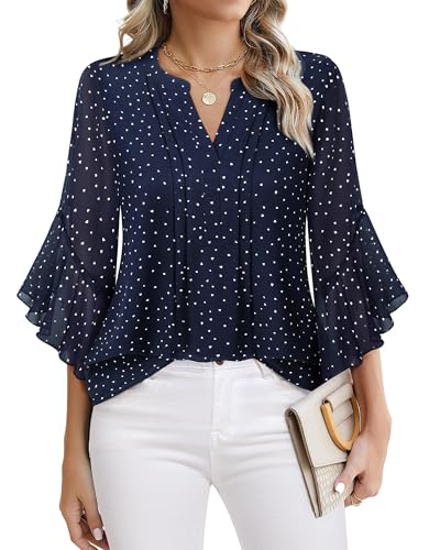 Timeson Women's 3/4 Sleeve Top - color: Blue, size: XX-Large